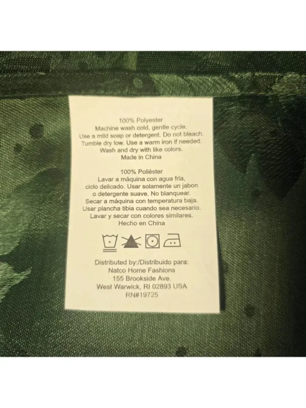 Vintage Holiday Damask Tablecloth Green Poinsettia 52” x 70” Polyester